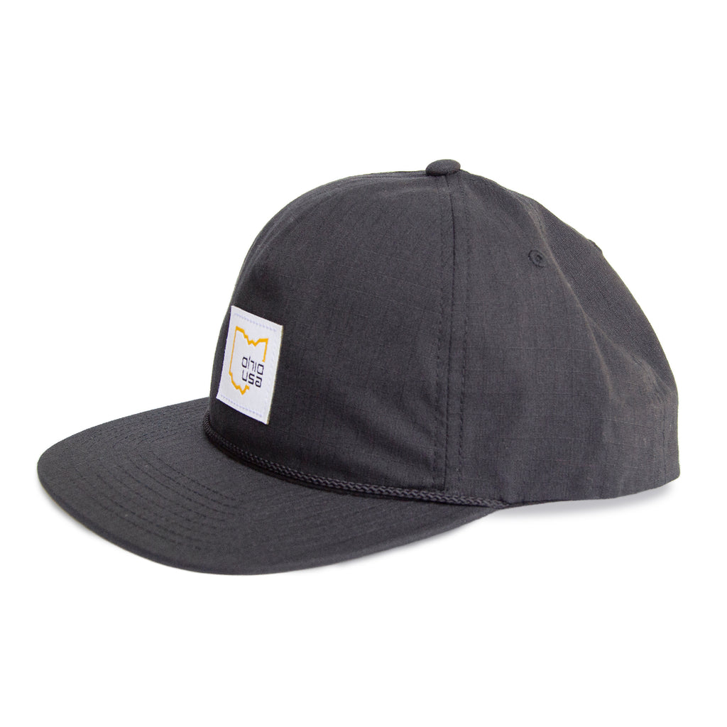 Ohio USA Patch - Flat Bill Snapback Hat / Black Ripstop