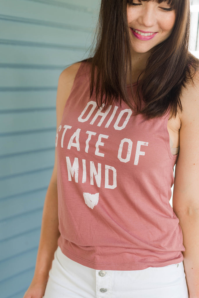 WOMEN'S OHIO STATE OF MIND MUSCLE TANK / MAUVE